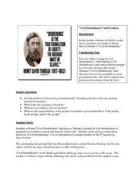 Preview of Thoreau's "Civil Disobedience" Unit