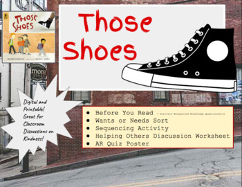 Preview of Those Shoes - Book Companion - For All Grades! Printable and Digital