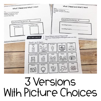 Those Shoes Differentiated Writing Activity | Wants and Needs | TpT