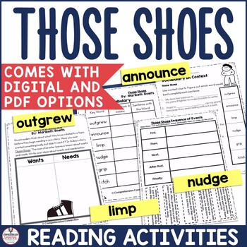 Preview of Those Shoes Reading and Writing Activities Needs versus Wants Empathy Lessons