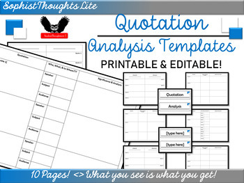 Preview of Quotation Analysis Templates