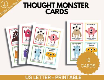 Preview of Thought Monsters Thinking Trap Cards For Kids and Children, Counselling