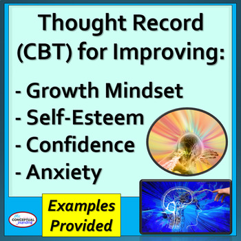Preview of Thought Record Counseling Tool - Building a Growth Mindset - Anxiety Self-Esteem