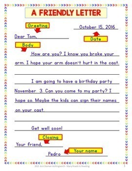 how to write a friendly letter 6th grade