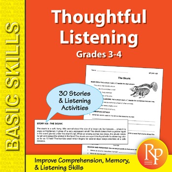 Preview of Thoughtful Listening (Grades 3-4) Listening Comprehension | Following Directions