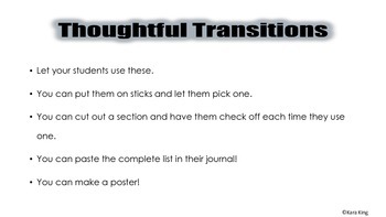 Preview of Thoughtful Transitions - a writing tool