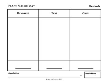 Hundreds Place Value Mat Printable Or For Dry Erase Sleeve By