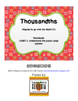 Preview of Thousandths (Go Math Grade 5 Lesson 3.1)