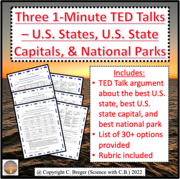 Preview of Three 1-Minute Talks – U.S. States, U.S. State Capitals, & National Parks