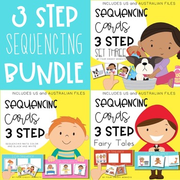 Preview of Three / 3 step sequencing picture cards / stories bundle