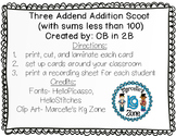 Three Addend Addition Scoot- sums less than 100