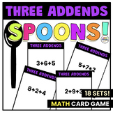 Three Addends Spoons Game - Math Card Game - Adding Fact Fluency - Math Facts