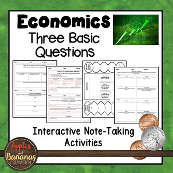 Preview of Three Basic Questions - Economics Interactive Note-taking Activities
