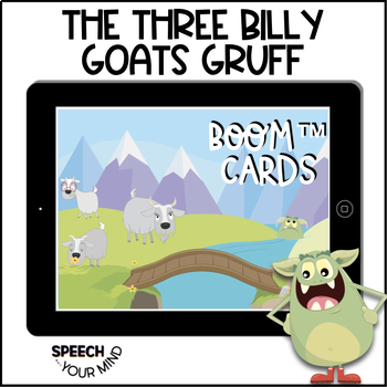 Preview of Three Billy Goats Boom Cards™ Story & Activities Wh-Questions & Sequencing