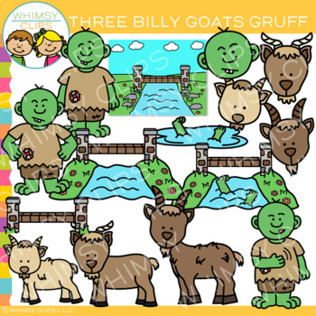 Preview of Three Billy Goats Gruff Fairy Tale Story Clip Art