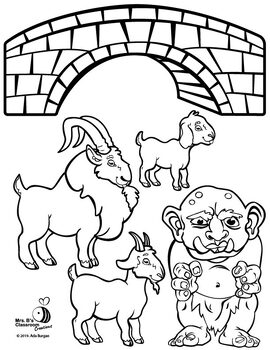 Preview of Three Billy Goats Gruff Black and White Printable