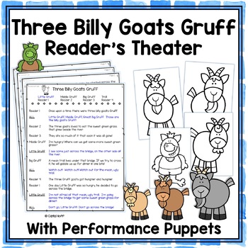 Preview of THREE BILLY GOATS GRUFF  Reader's Theater Scripts, Puppets, & Reader Headbands