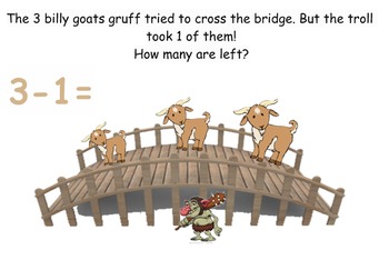 Preview of Three Billy Goats Gruff Simple Subtraction Smart Board