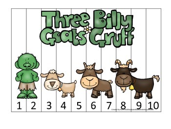 Preview of Three Billy Goats Gruff themed Number Sequence Puzzle educational game.