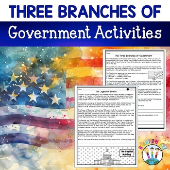 Preview of Three Branches of Government Activities Project Worksheets Flip Book 3 Branches