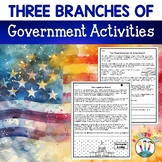 Three Branches of Government Activities Project Worksheets