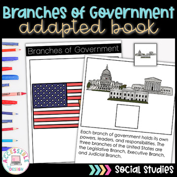 Preview of Three Branches of Government Adapted Book | Social Studies #SummerWTS
