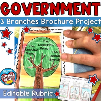 Preview of Three Branches of Government Brochure Project &  Editable Rubric #catch24