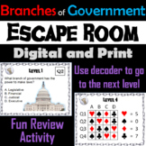 Branches of Government Activity Escape Room: Civics, Const