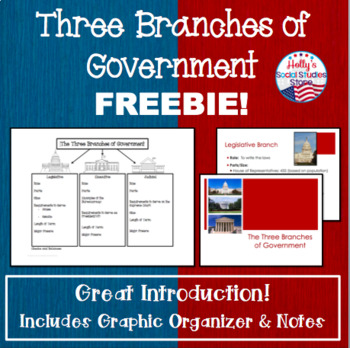 Three Branches of Government Graphic Organizer- FREE!!