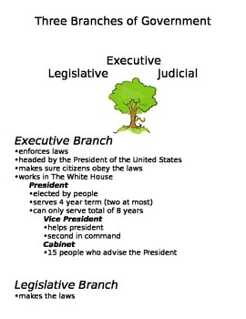 Preview of Three Branches of Government Notes Page