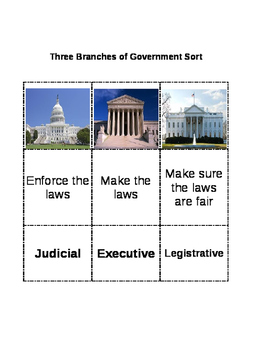 Preview of Three Branches of Government Simple Sort