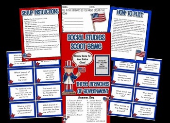 Preview of Three Branches of Government - Social Studies Scoot Game