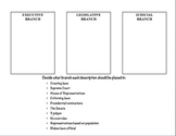 Three Branches of Government Sort Worksheet