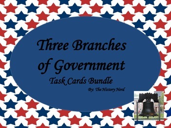Preview of Three Branches of Government Task Cards - 8th Grade