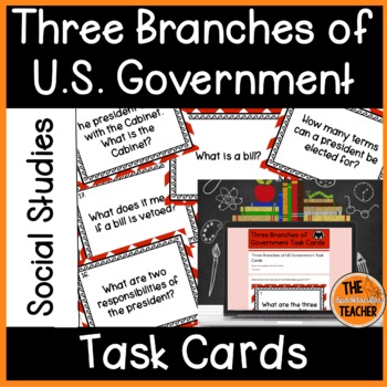 Preview of Three Branches of Government Task Cards Print and Digital with Google Forms