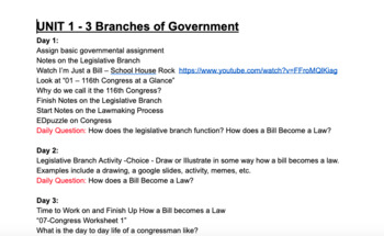 Preview of Three Branches of Government Unit Lesson Plans