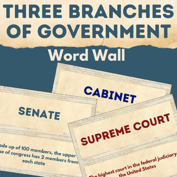 Preview of Three Branches of Government Word Wall and Matching Activity