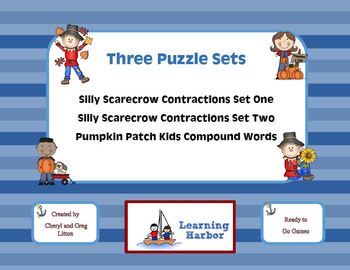 Preview of Three Complete Puzzle Sets for Contractions and Compound Words