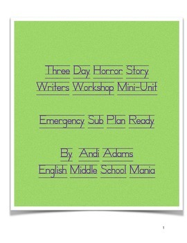 Preview of Three Day Horror Story Lesson Plan - Sub Plan