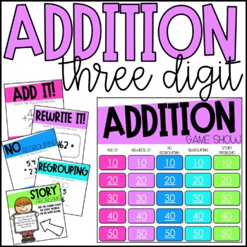 Preview of Three Digit Addition Math Review Game | Three Digit Addition Math Game