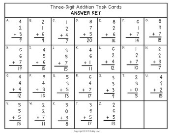 Three-Digit Addition Task Cards by Kathy Law | Teachers Pay Teachers