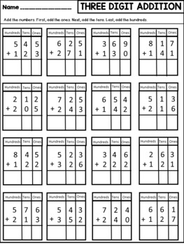 Three Digit Addition Without Regrouping Worksheets By Dana's Wonderland