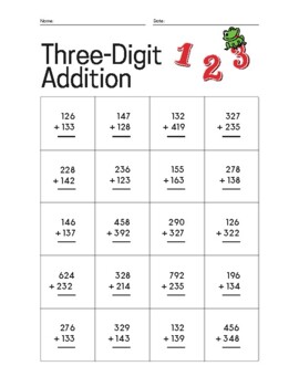 Three Digit Addition Worksheet by Mrs Fs Fabulous Fourths | TPT