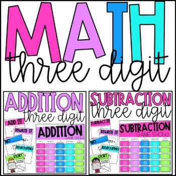 Preview of Three Digit Addition and Subtraction Review Game | Math Review Games