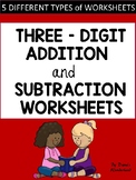 3 Digit Addition and Subtraction Worksheets with & without