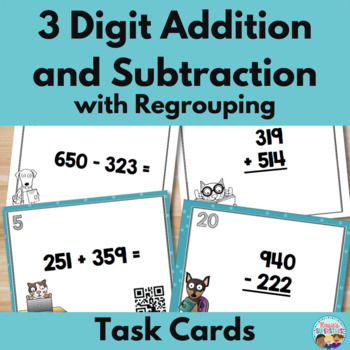 Tic Tac Toe 3 digit addition with regrouping Set 3 by Ann Fausnight