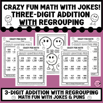 Preview of Three-Digit Addition with Regrouping|Math with Jokes|2nd & 3rd Grades