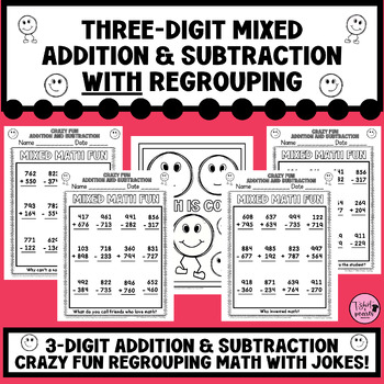 Preview of Three-Digit Mixed Addition & Subtraction with Regrouping|Math with Jokes|2nd 3rd