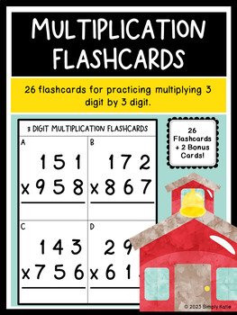 Preview of Three Digit Multiplication Flashcards -3 Digit x 3 Digit -Answer Sheet Included