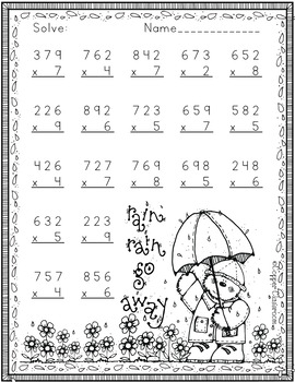 three digit multiplication spring themed by copper classroom tpt